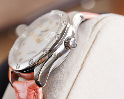 DE VILLE LADYMATIC 31MM MOP DIAL PINK LEATHER