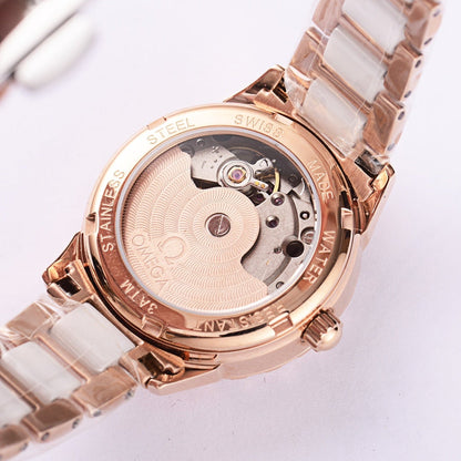 DEVILLE 33MM AUTOMATIC MOP DIAL DIAMOND BEZEL